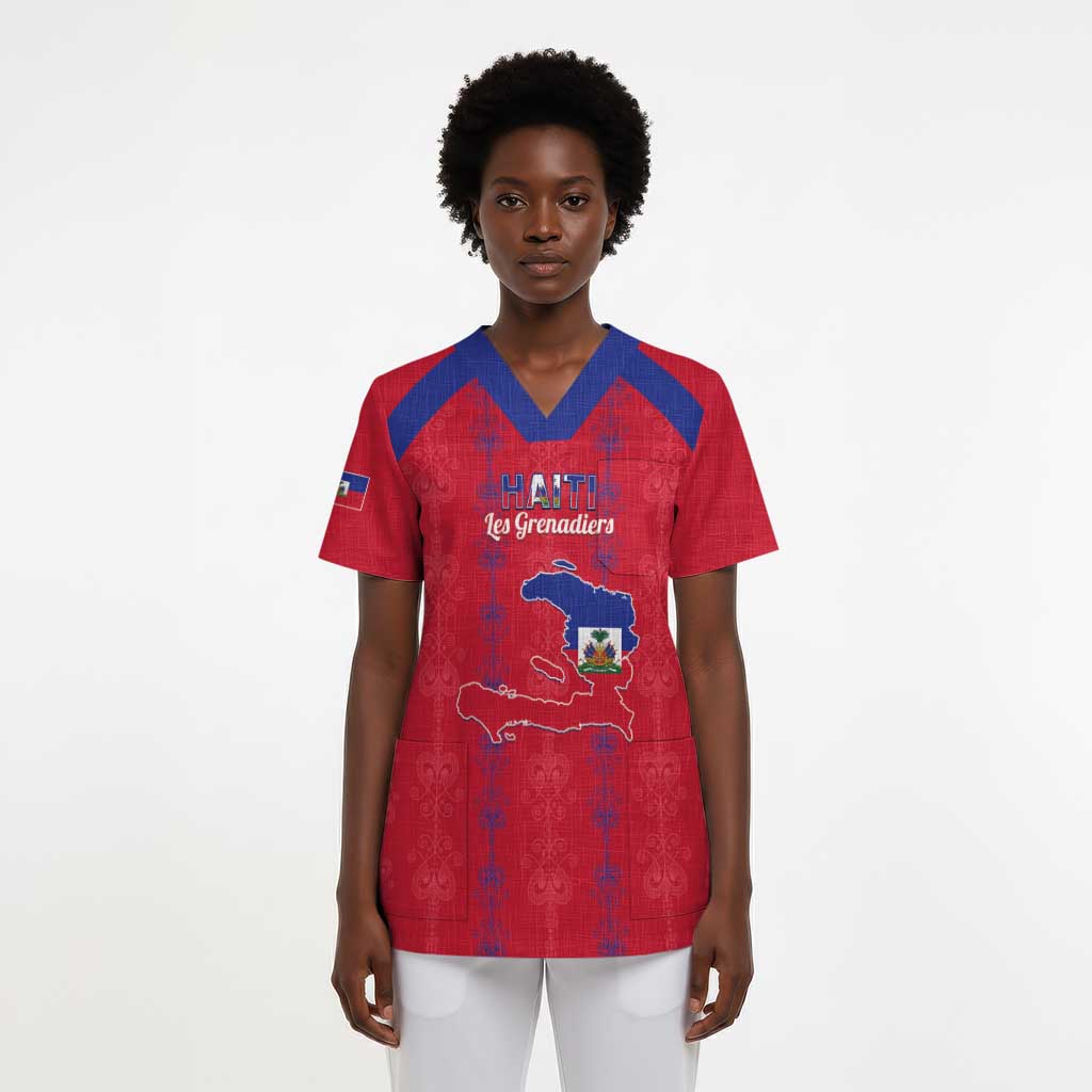 Custom Haiti Football Scrub Top Les Grenadiers Veve Vodou Red - African Pride