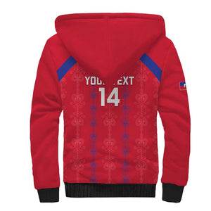 Custom Haiti Football Sherpa Hoodie Les Grenadiers Veve Vodou Red - African Pride
