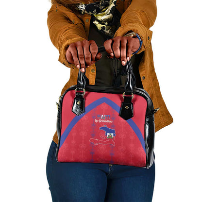 Haiti Football Shoulder Handbag Les Grenadiers Veve Vodou Red - African Pride