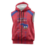 Custom Haiti Football Sleeveless Zip Hoodie Les Grenadiers Veve Vodou Red - African Pride