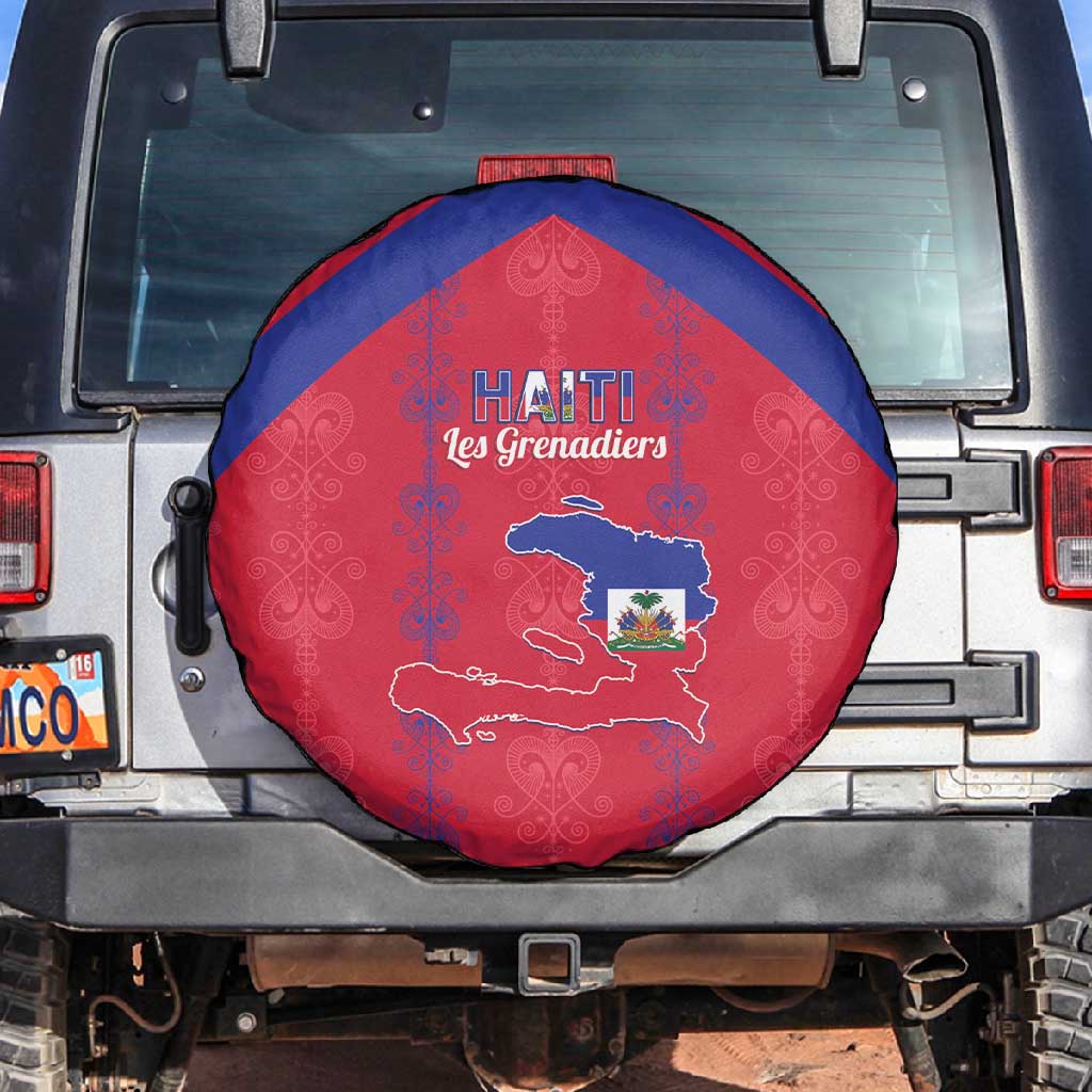 Haiti Football Spare Tire Cover Les Grenadiers Veve Vodou Red - African Pride