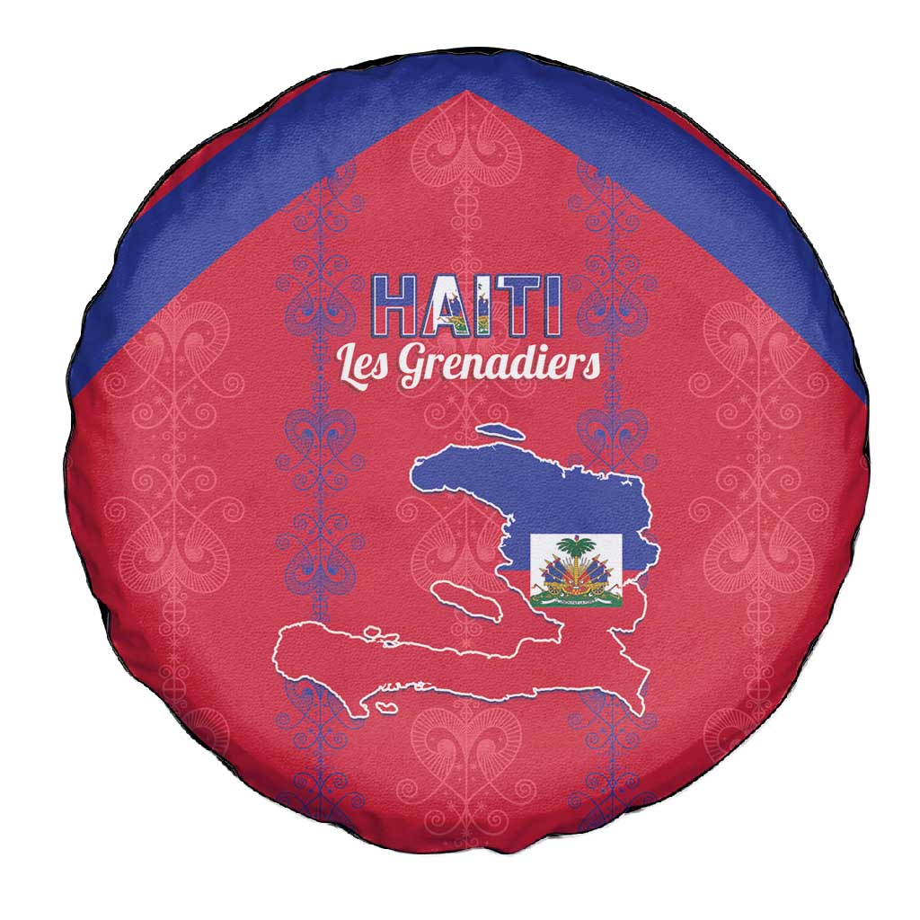 Haiti Football Spare Tire Cover Les Grenadiers Veve Vodou Red - African Pride