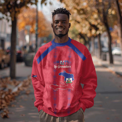 Custom Haiti Football Sweatshirt Les Grenadiers Veve Vodou Red - African Pride