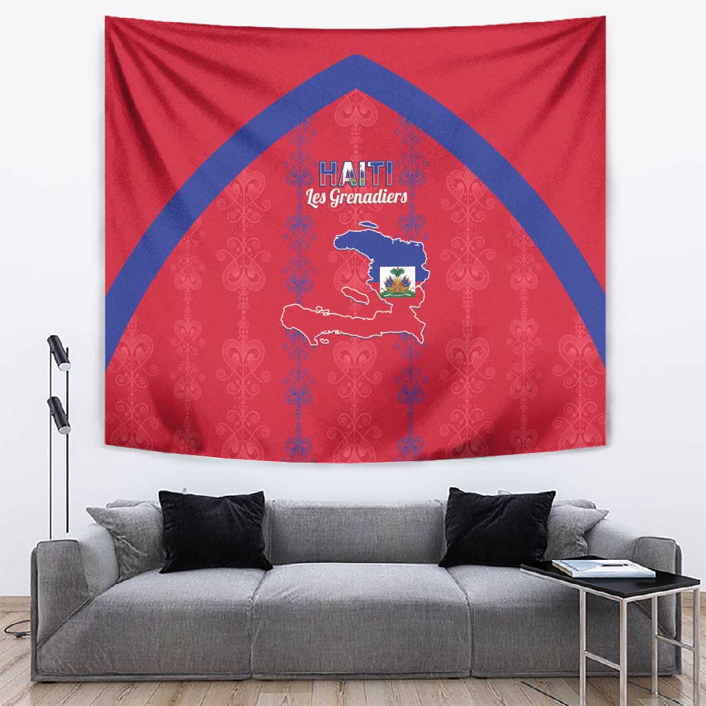 Haiti Football Tapestry Les Grenadiers Veve Vodou Red - African Pride
