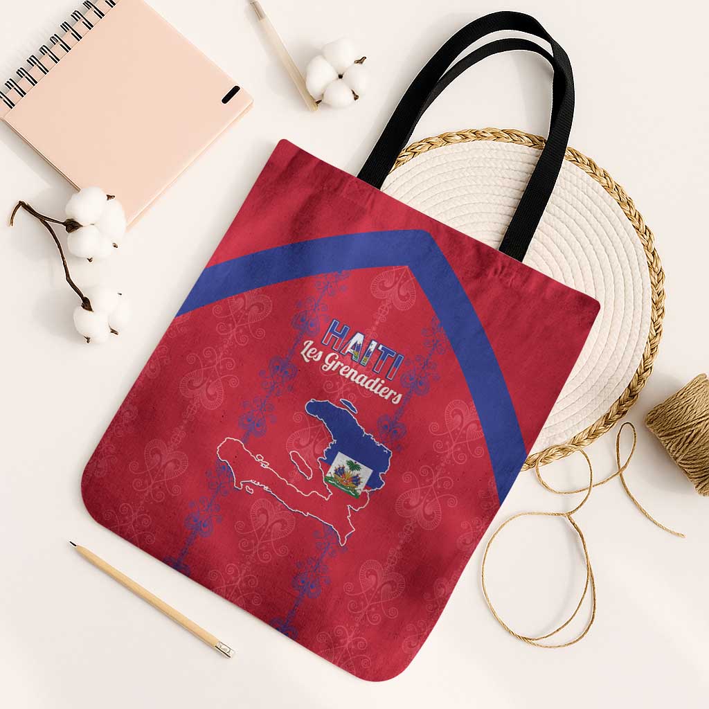 Haiti Football Tote Bag Les Grenadiers Veve Vodou Red