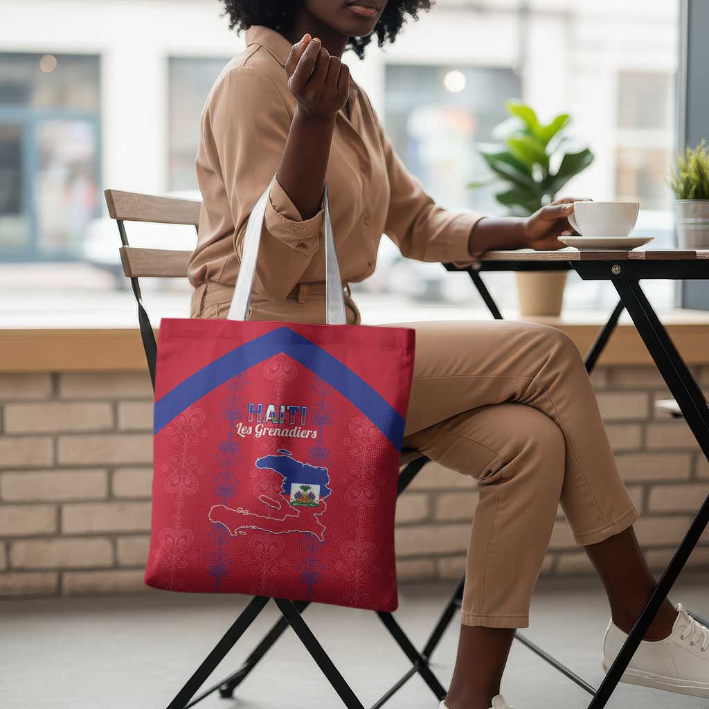 Haiti Football Tote Bag Les Grenadiers Veve Vodou Red