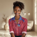 Custom Haiti Football Women Casual Shirt Les Grenadiers Veve Vodou Red - African Pride