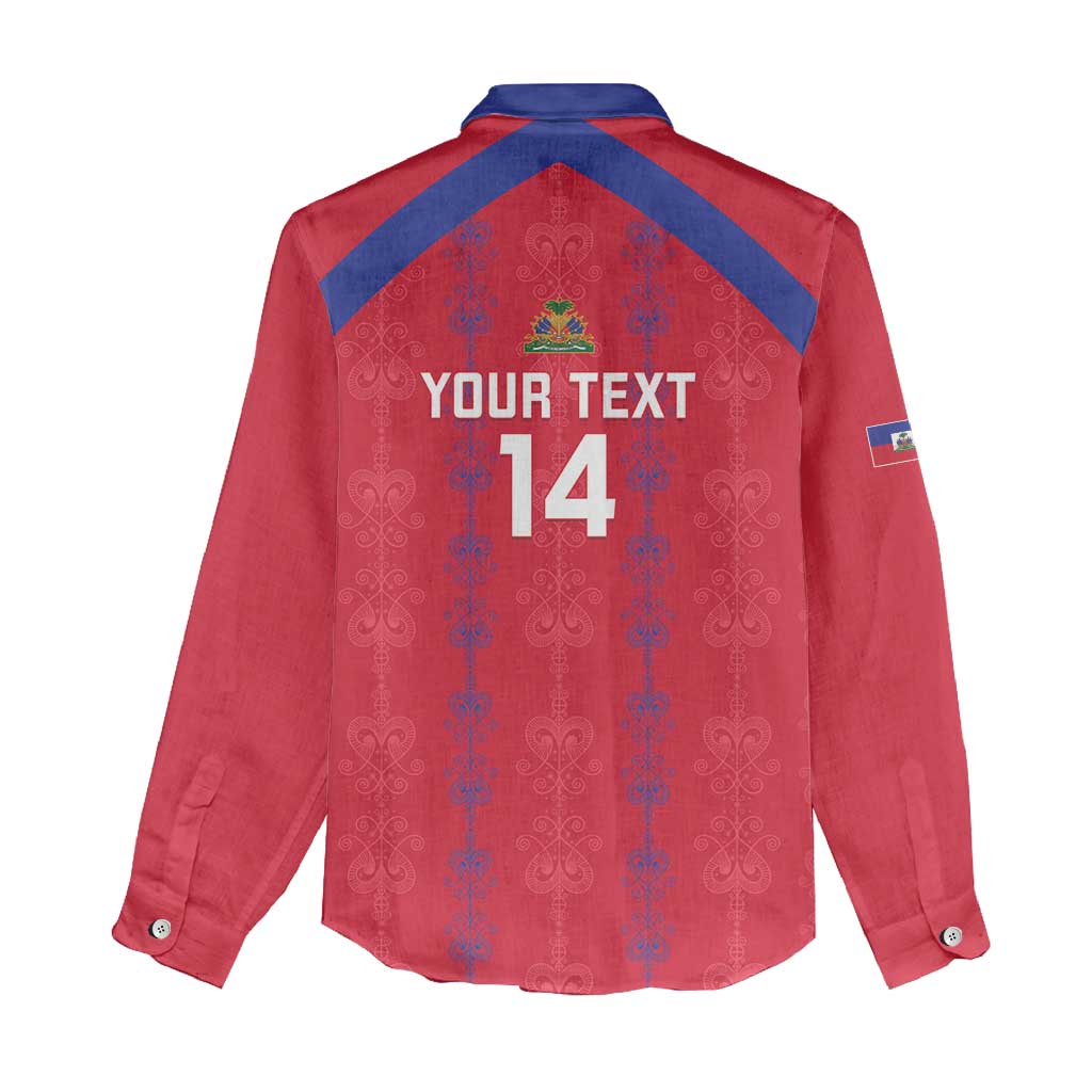 Custom Haiti Football Women Casual Shirt Les Grenadiers Veve Vodou Red - African Pride