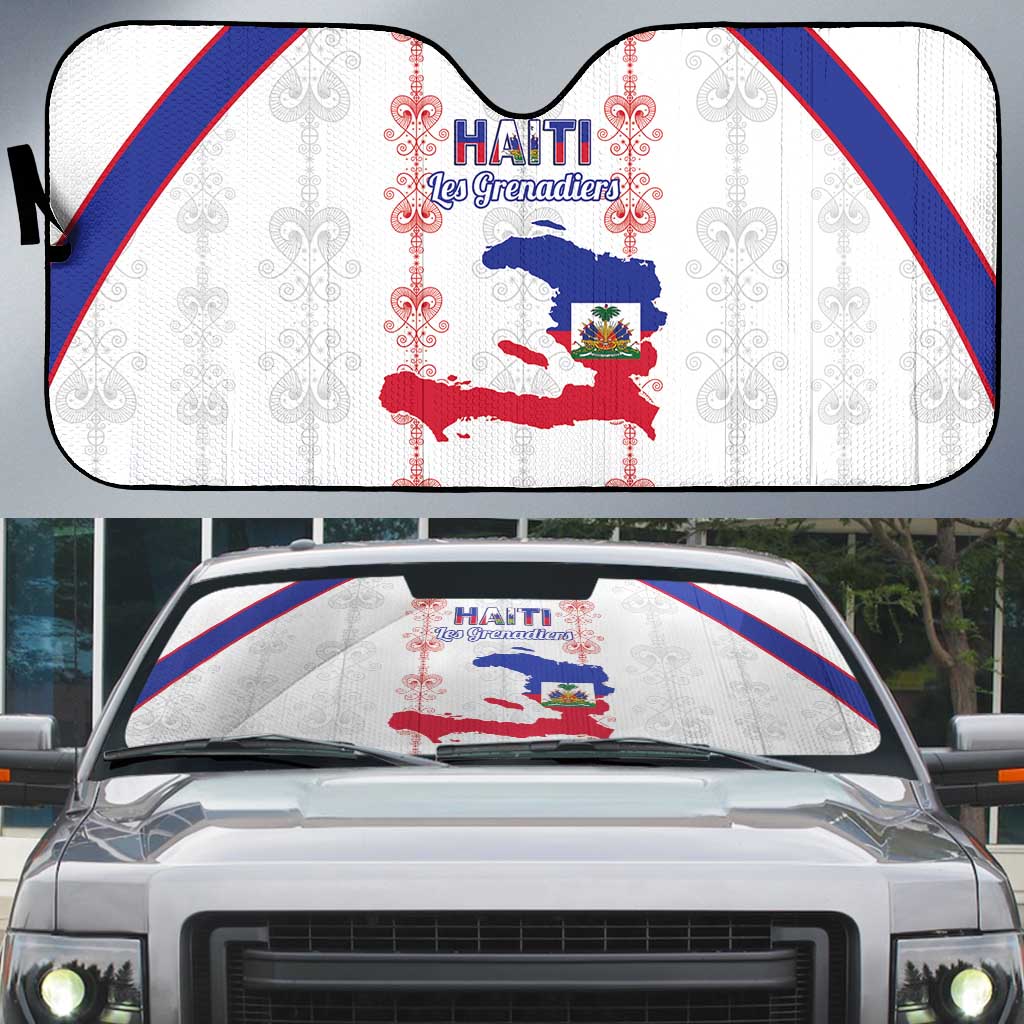 Haiti Football Auto Sun Shade Les Grenadiers Veve Vodou White