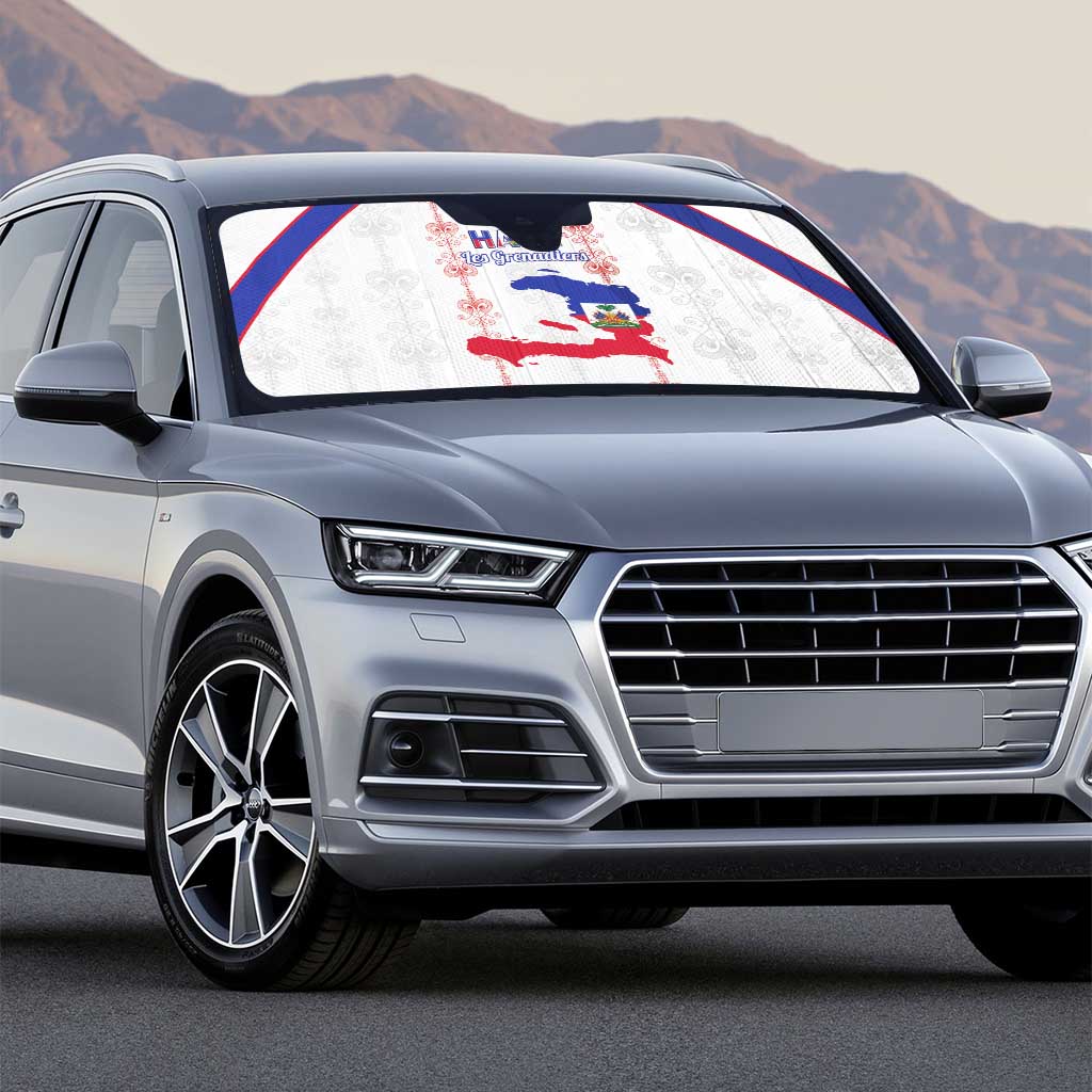 Haiti Football Auto Sun Shade Les Grenadiers Veve Vodou White
