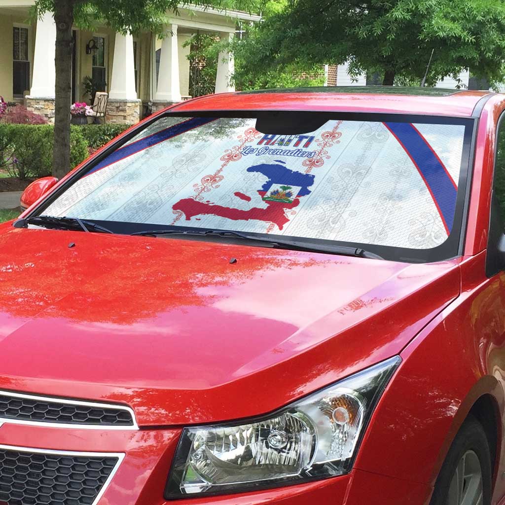Haiti Football Auto Sun Shade Les Grenadiers Veve Vodou White