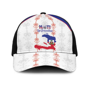 Haiti Football Baseball Net Cap Les Grenadiers Veve Vodou White - African Pride