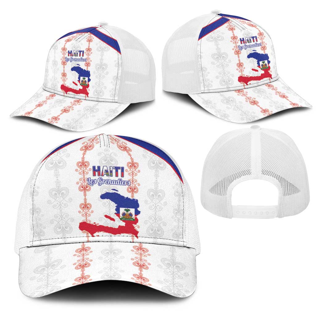 Haiti Football Baseball Net Cap Les Grenadiers Veve Vodou White - African Pride