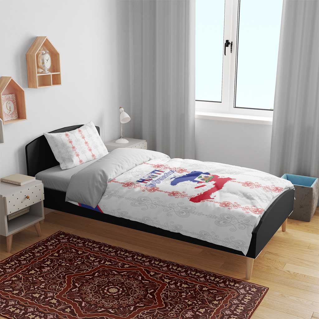 Haiti Football Bedding Set Les Grenadiers Veve Vodou White - African Pride
