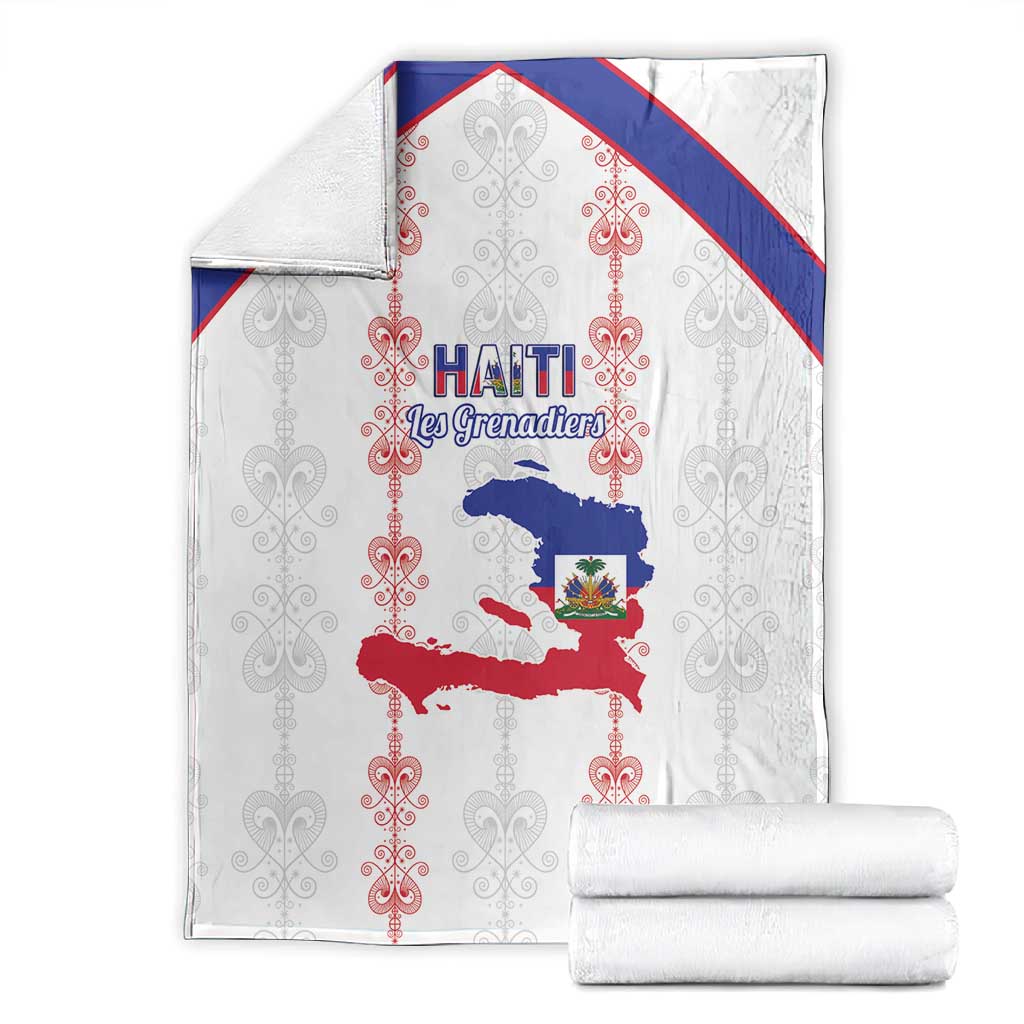 Haiti Football Blanket Les Grenadiers Veve Vodou White - African Pride