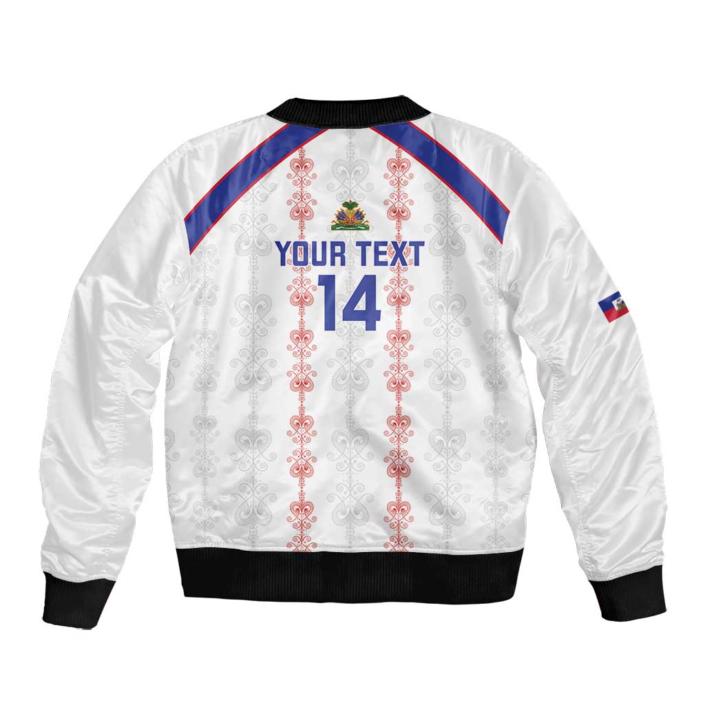 Custom Haiti Football Bomber Jacket Les Grenadiers Veve Vodou White - African Pride