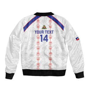 Custom Haiti Football Bomber Jacket Les Grenadiers Veve Vodou White - African Pride