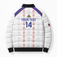 Custom Haiti Football Bomber Puffer Jacket Les Grenadiers Veve Vodou White