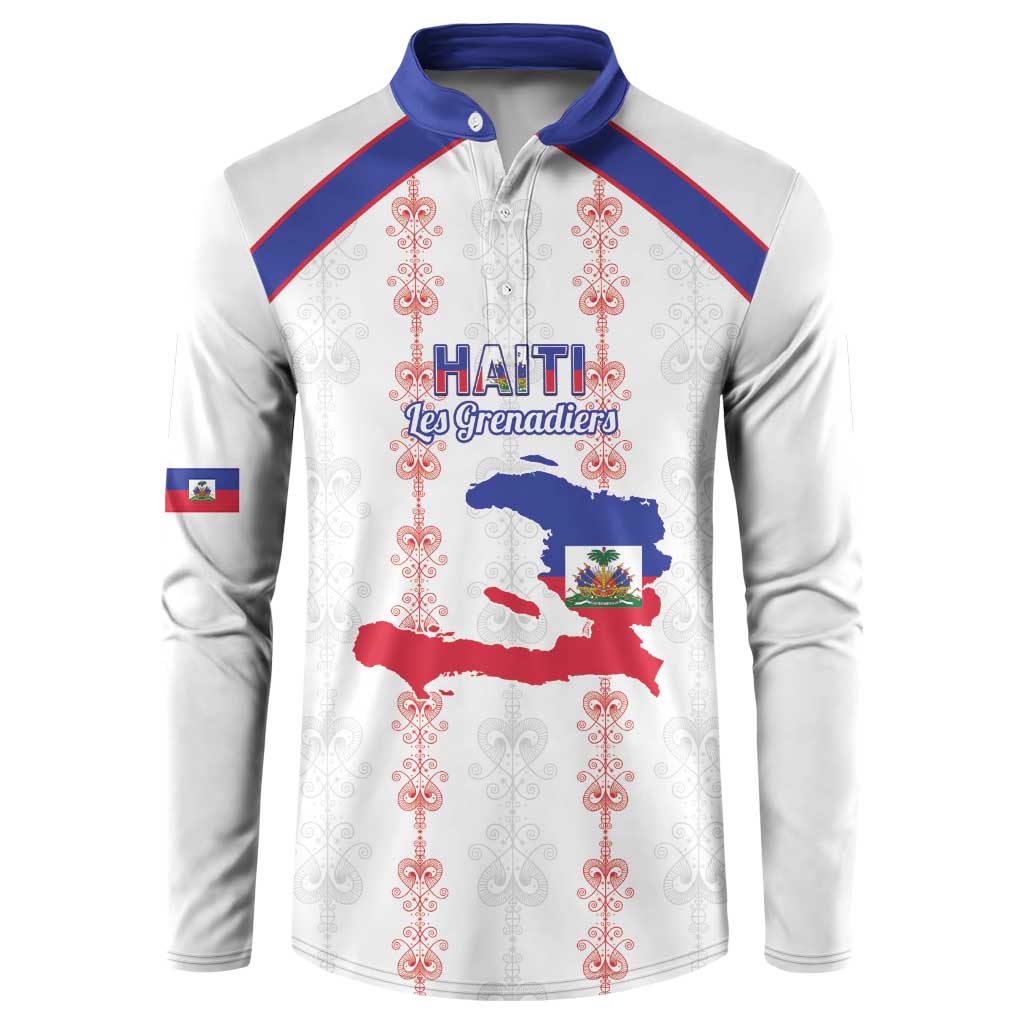Custom Haiti Football Button Sweatshirt Les Grenadiers Veve Vodou White