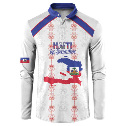 Custom Haiti Football Button Sweatshirt Les Grenadiers Veve Vodou White