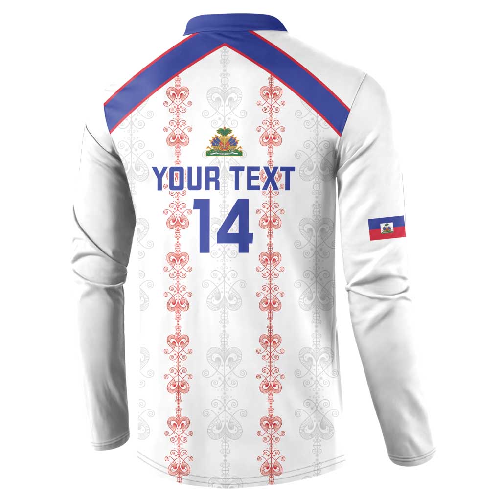 Custom Haiti Football Button Sweatshirt Les Grenadiers Veve Vodou White