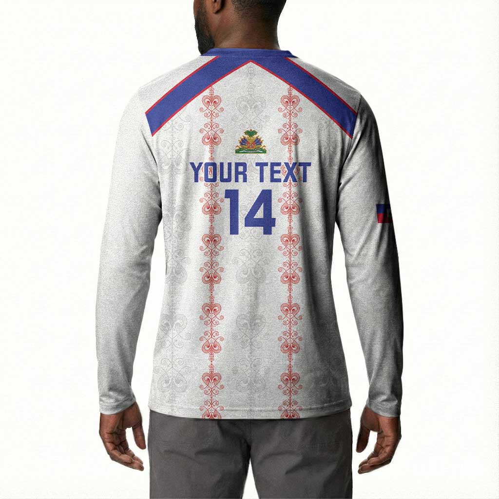 Custom Haiti Football Button Sweatshirt Les Grenadiers Veve Vodou White
