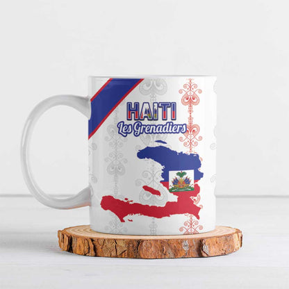 Custom Haiti Football Ceramic Mug Les Grenadiers Veve Vodou White