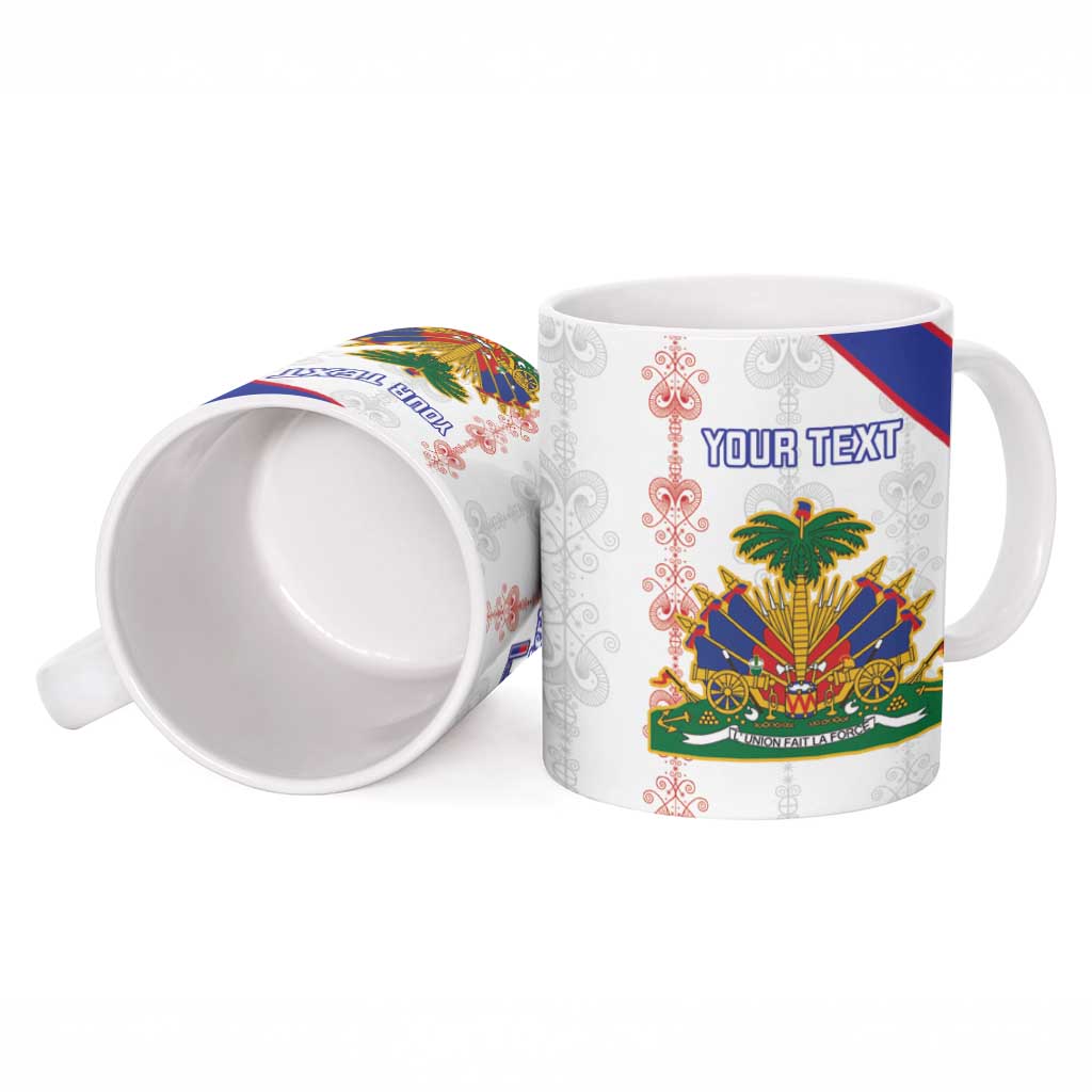 Custom Haiti Football Ceramic Mug Les Grenadiers Veve Vodou White