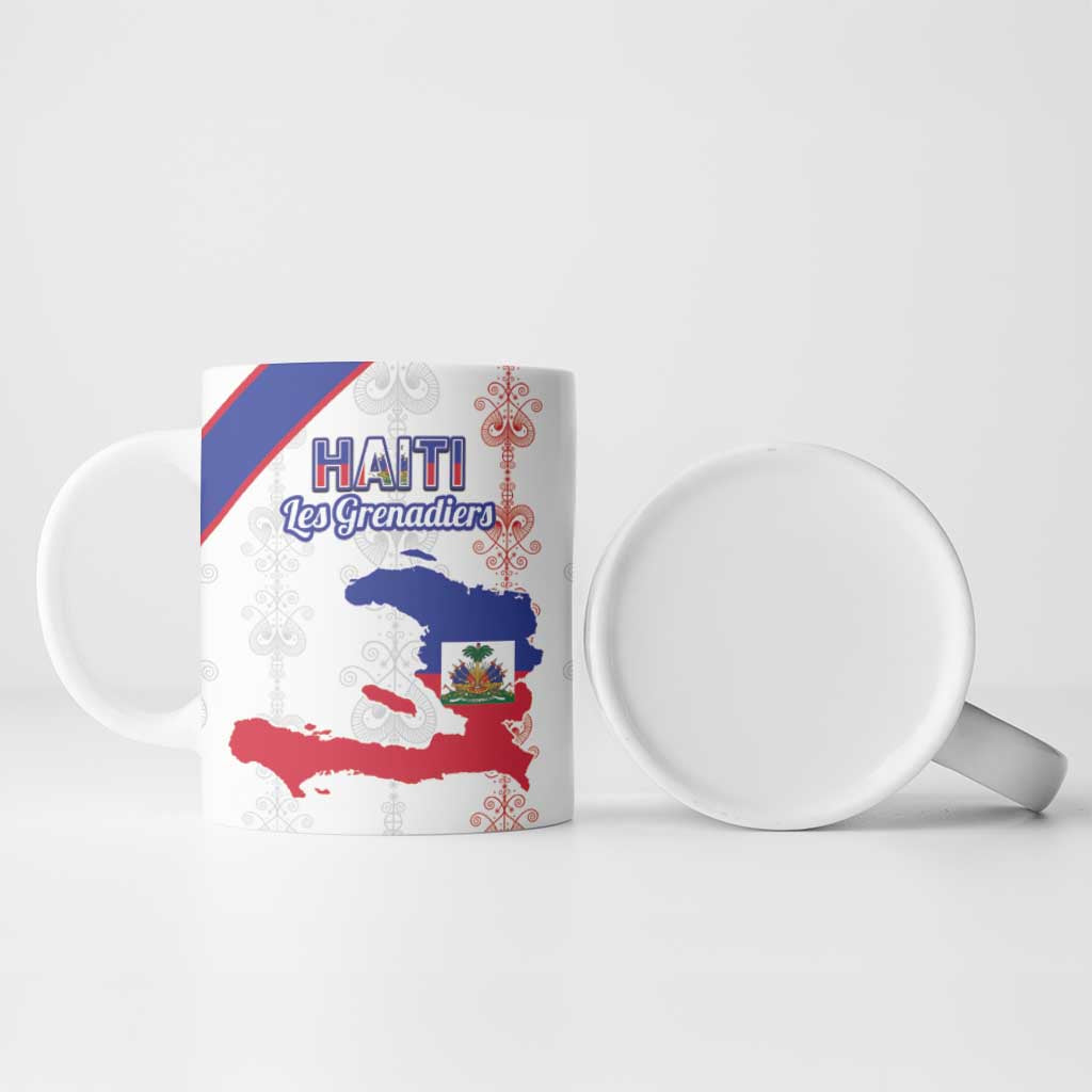 Custom Haiti Football Ceramic Mug Les Grenadiers Veve Vodou White