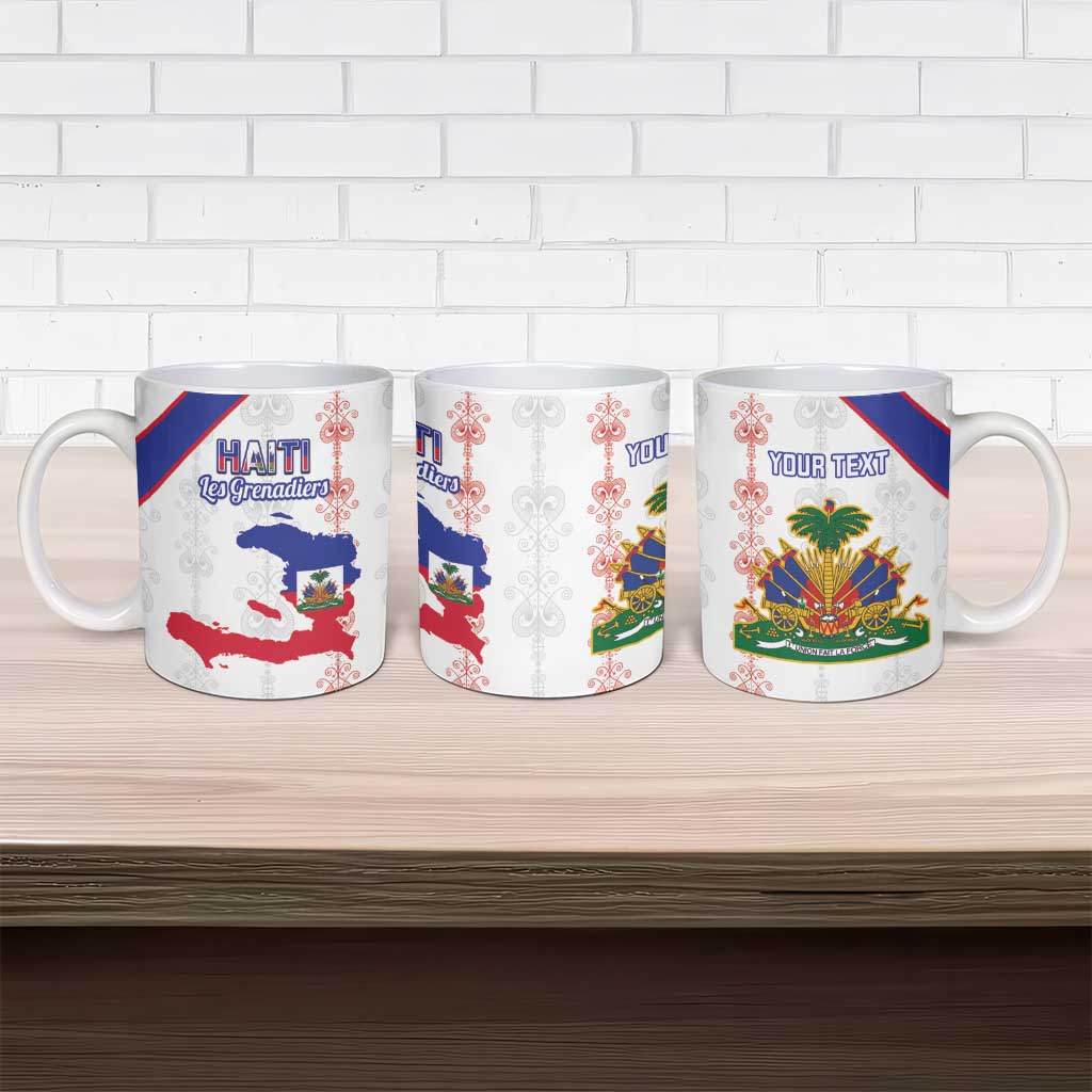 Custom Haiti Football Ceramic Mug Les Grenadiers Veve Vodou White