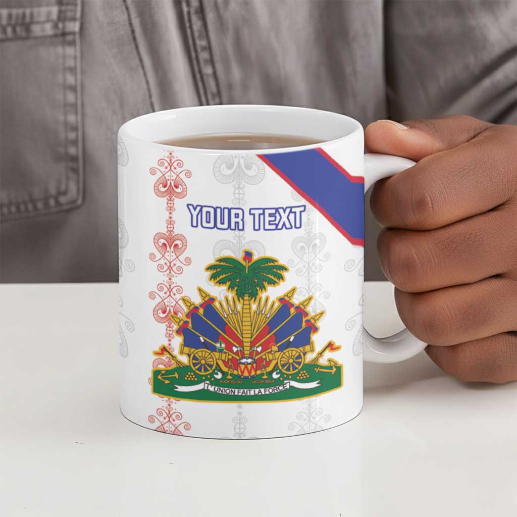 Custom Haiti Football Ceramic Mug Les Grenadiers Veve Vodou White