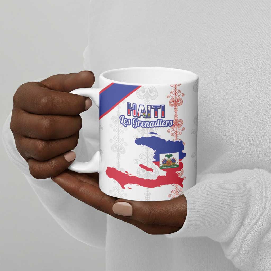 Custom Haiti Football Ceramic Mug Les Grenadiers Veve Vodou White