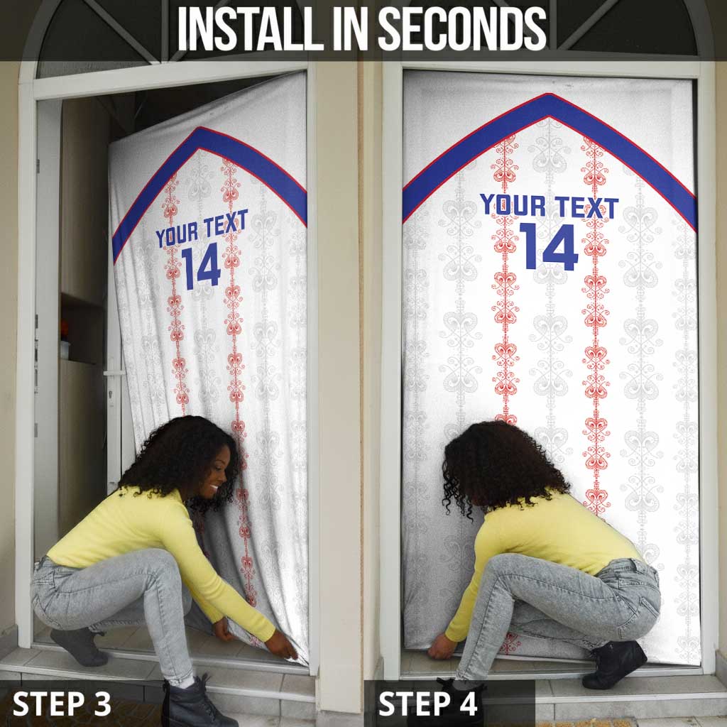 Custom Haiti Football Door Cover Les Grenadiers Veve Vodou White