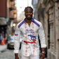 Custom Haiti Football Long Sleeve Button Shirt Les Grenadiers Veve Vodou White - African Pride