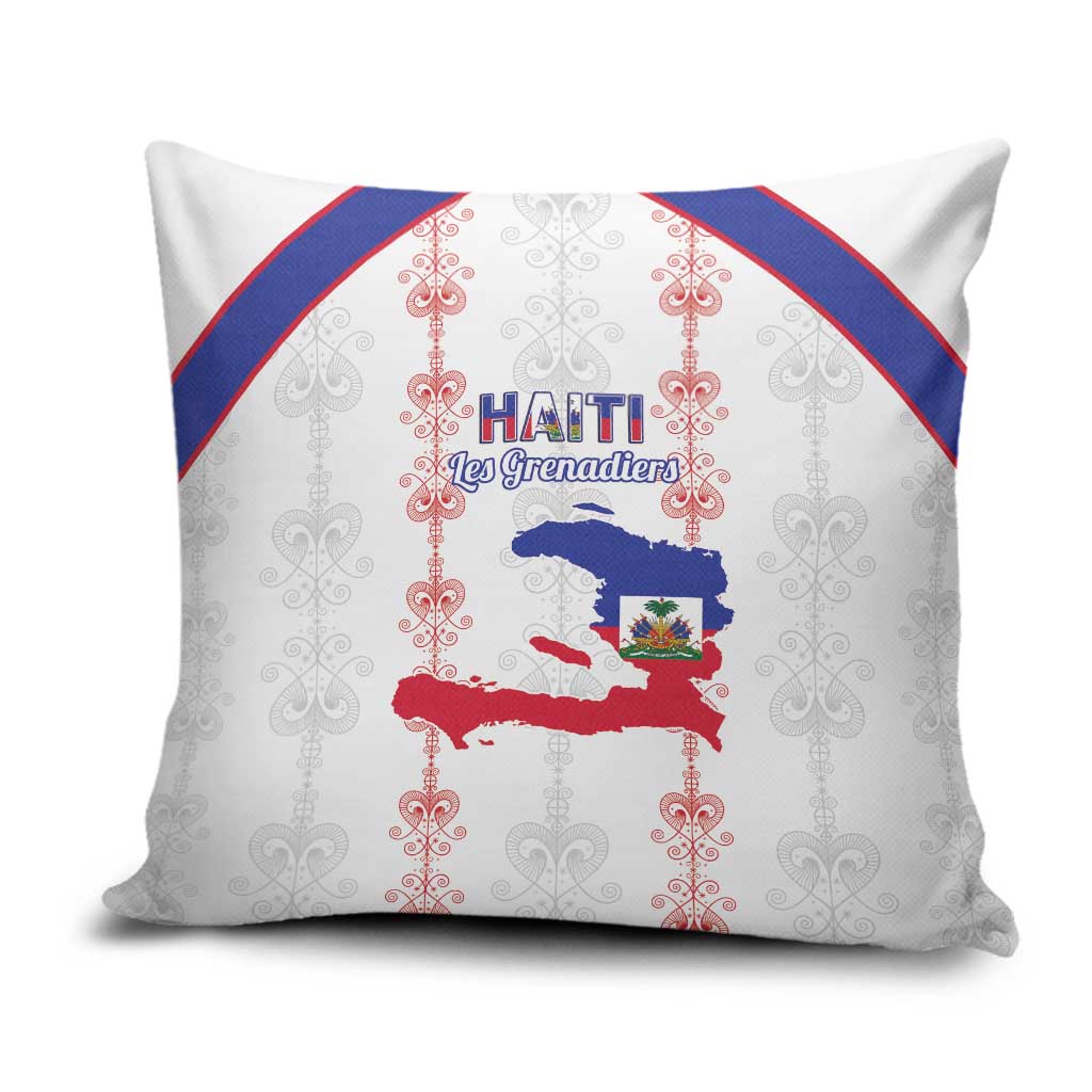 Haiti Football Pillow Cover Les Grenadiers Veve Vodou White