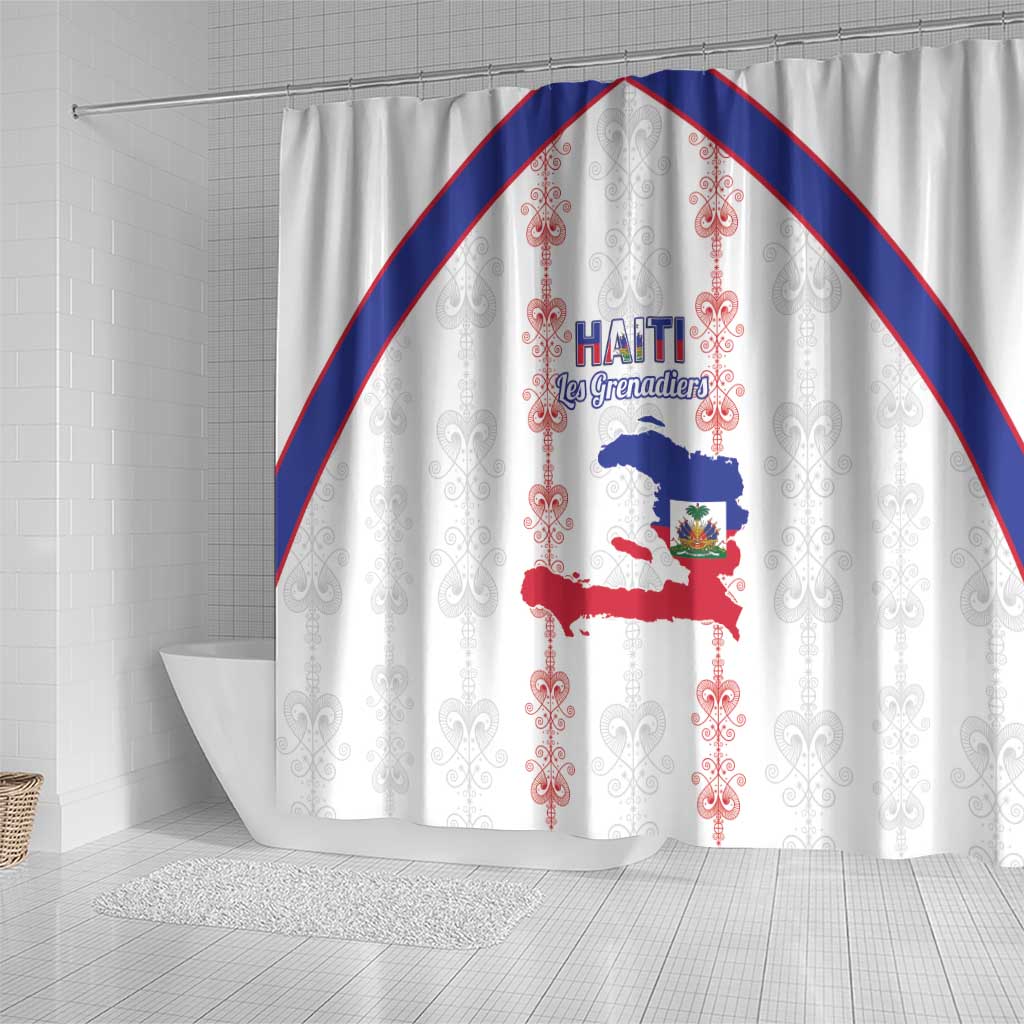 Haiti Football Shower Curtain Les Grenadiers Veve Vodou White - African Pride