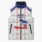 Custom Haiti Football Sleeveless Puffer Jacket Les Grenadiers Veve Vodou White