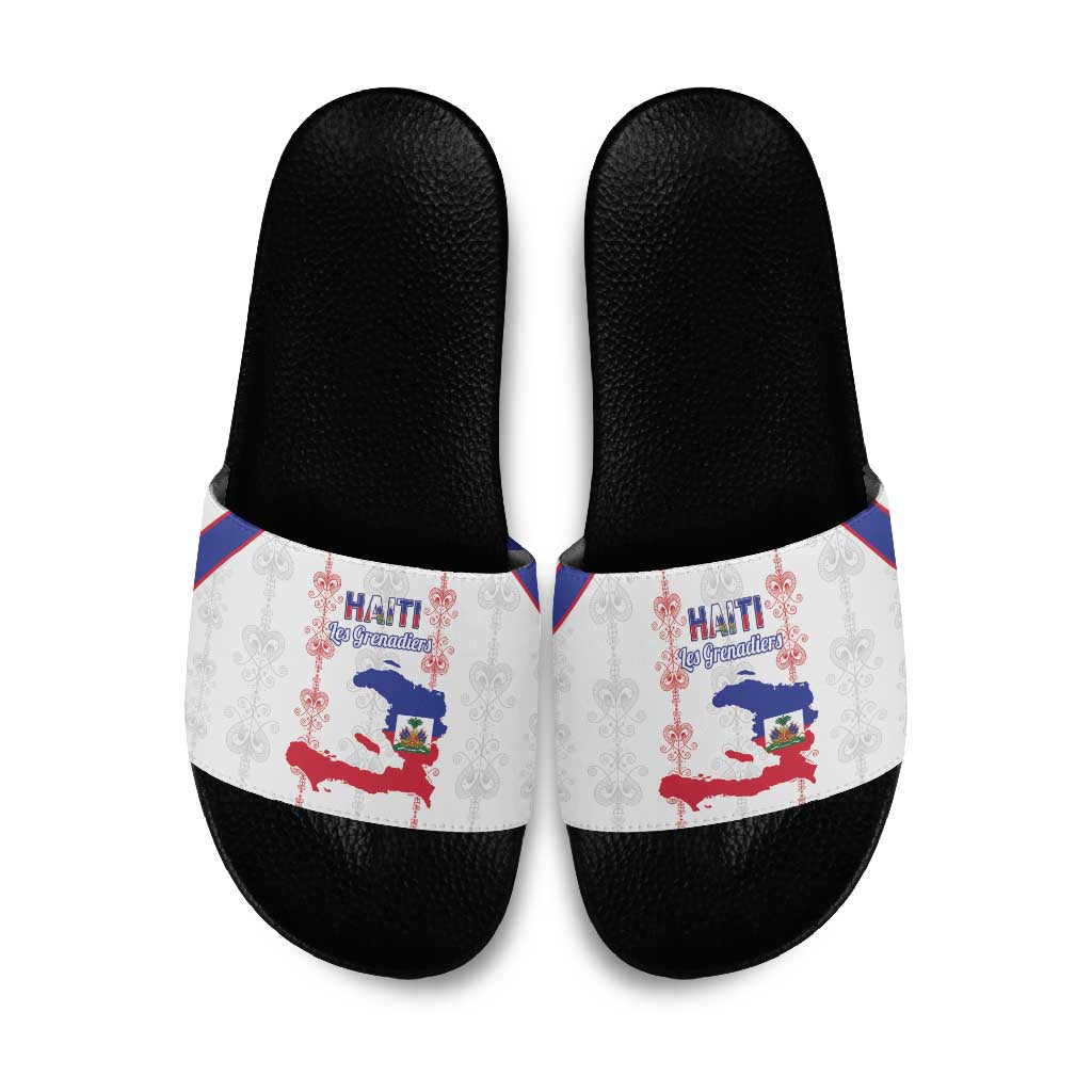 Haiti Football Slide Sandals Les Grenadiers Veve Vodou White