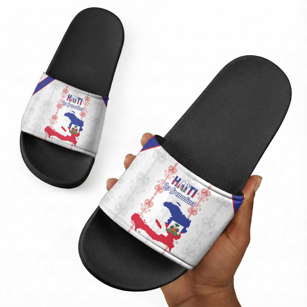 Haiti Football Slide Sandals Les Grenadiers Veve Vodou White