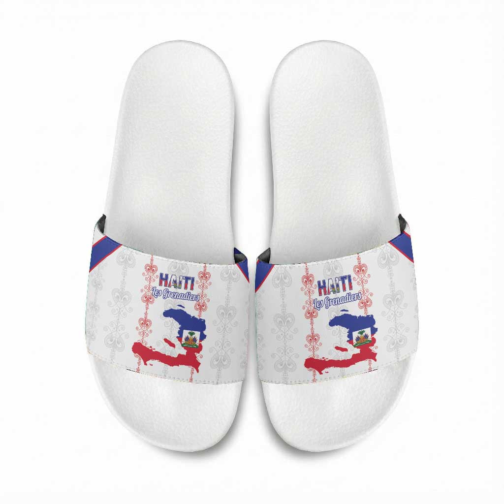 Haiti Football Slide Sandals Les Grenadiers Veve Vodou White