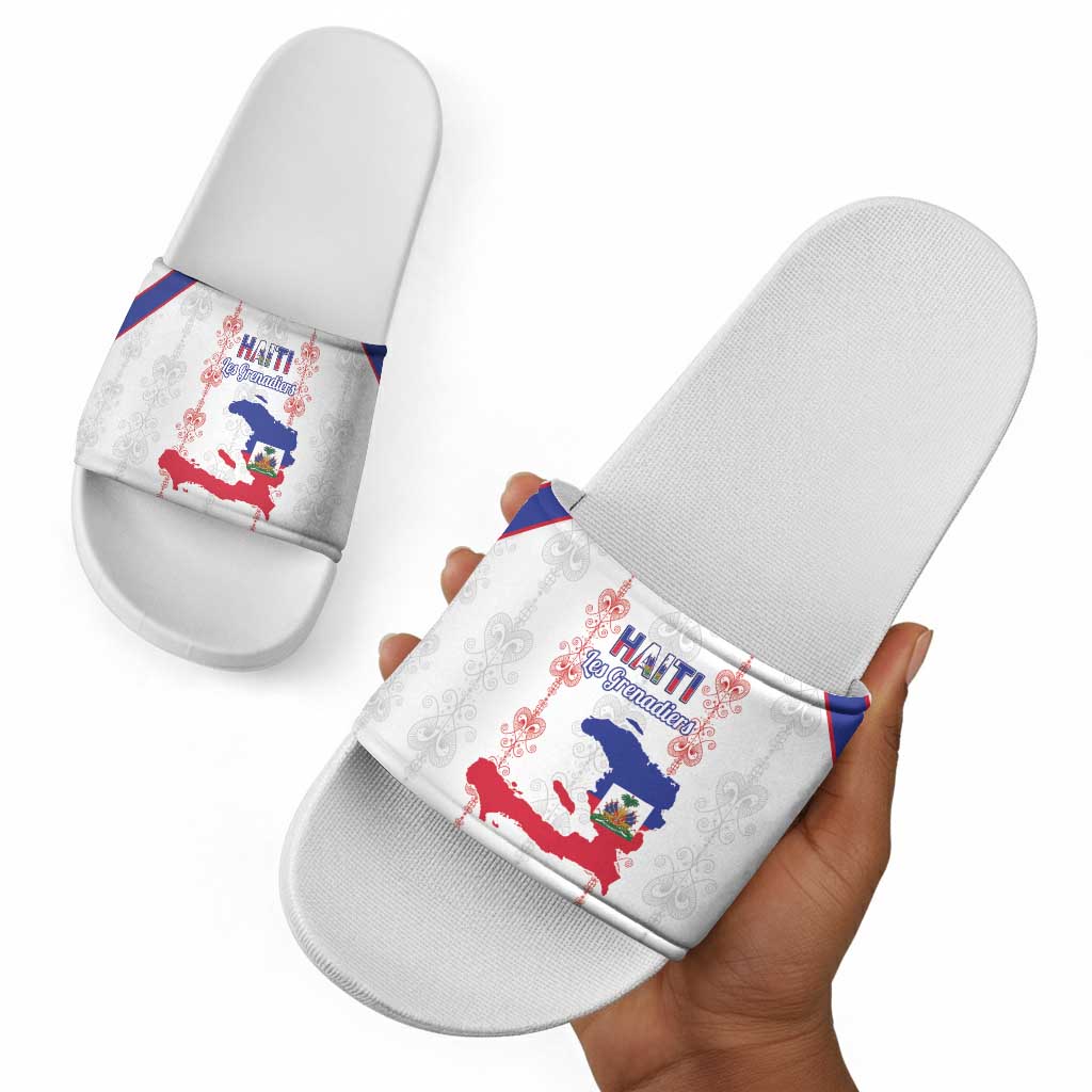 Haiti Football Slide Sandals Les Grenadiers Veve Vodou White