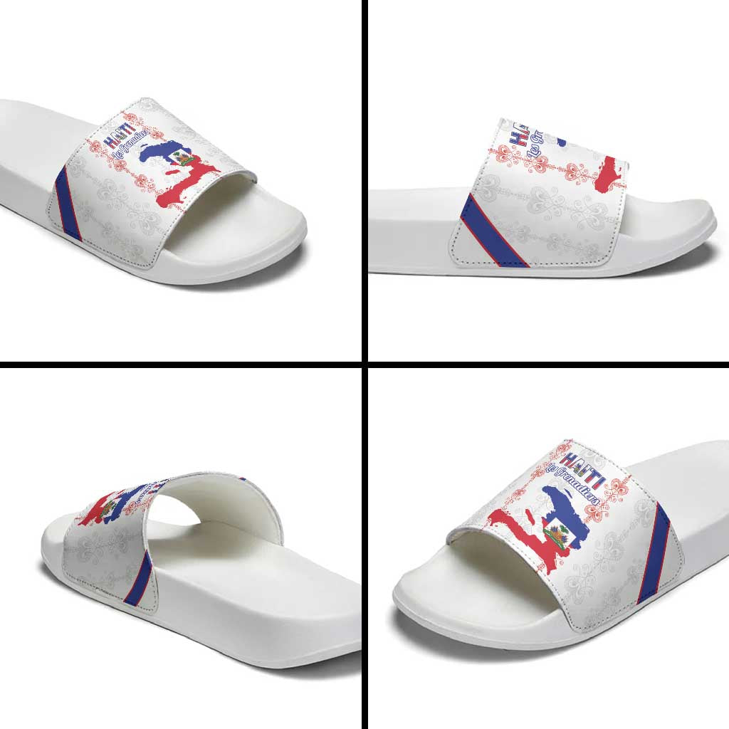 Haiti Football Slide Sandals Les Grenadiers Veve Vodou White