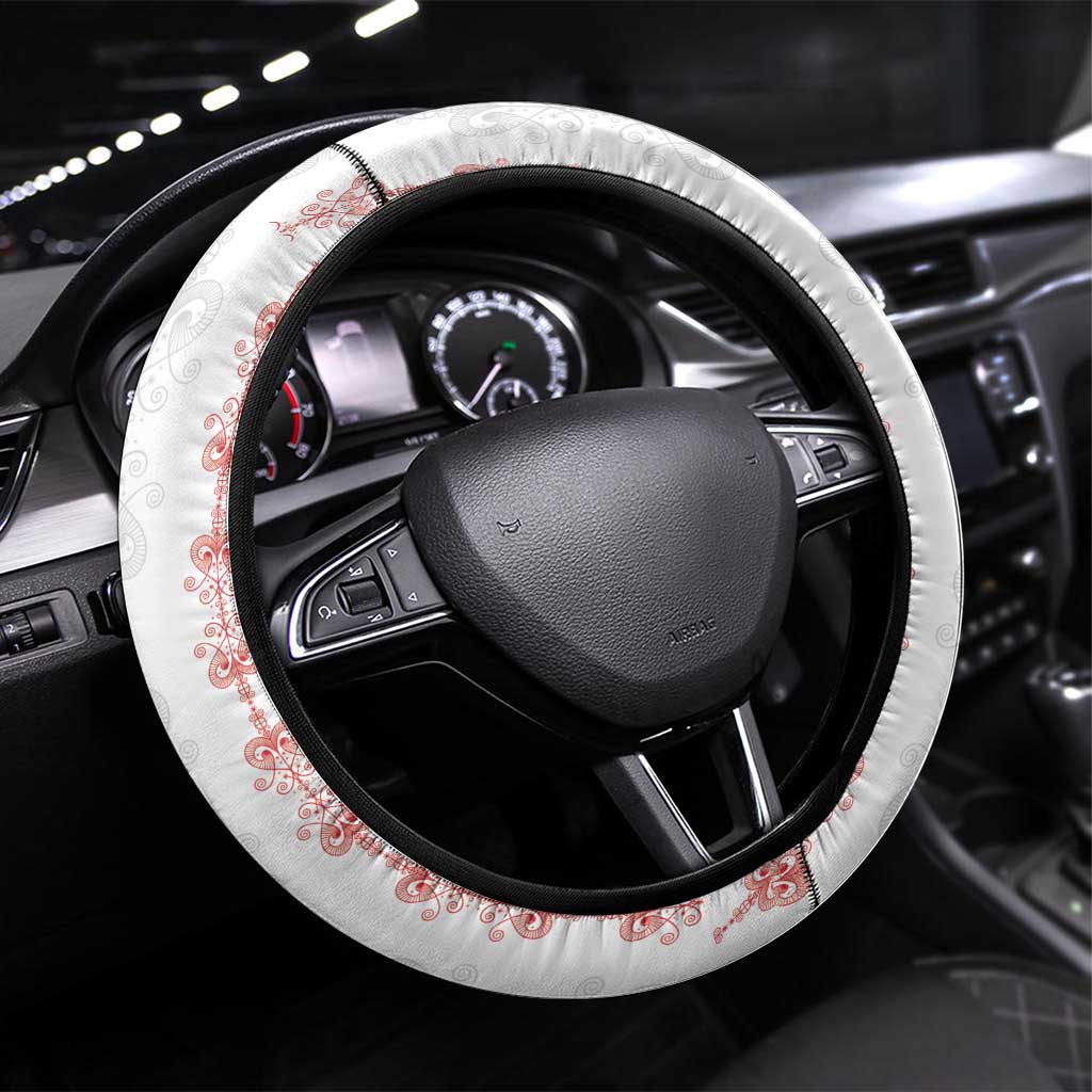 Haiti Football Steering Wheel Cover Les Grenadiers Veve Vodou White - African Pride