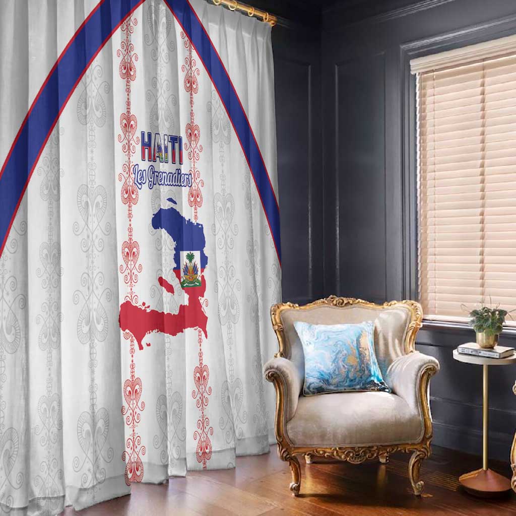 Haiti Football Window Curtain Les Grenadiers Veve Vodou White - African Pride