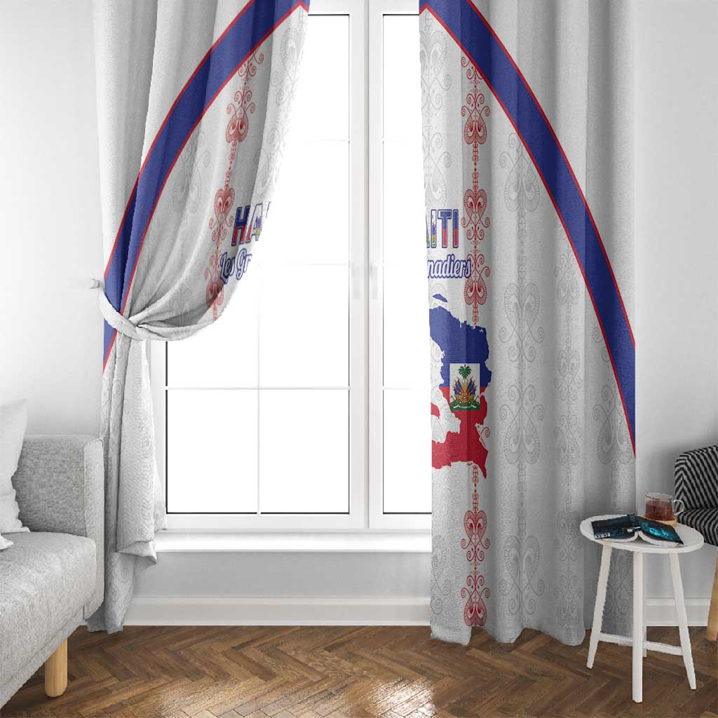 Haiti Football Window Curtain Les Grenadiers Veve Vodou White - African Pride