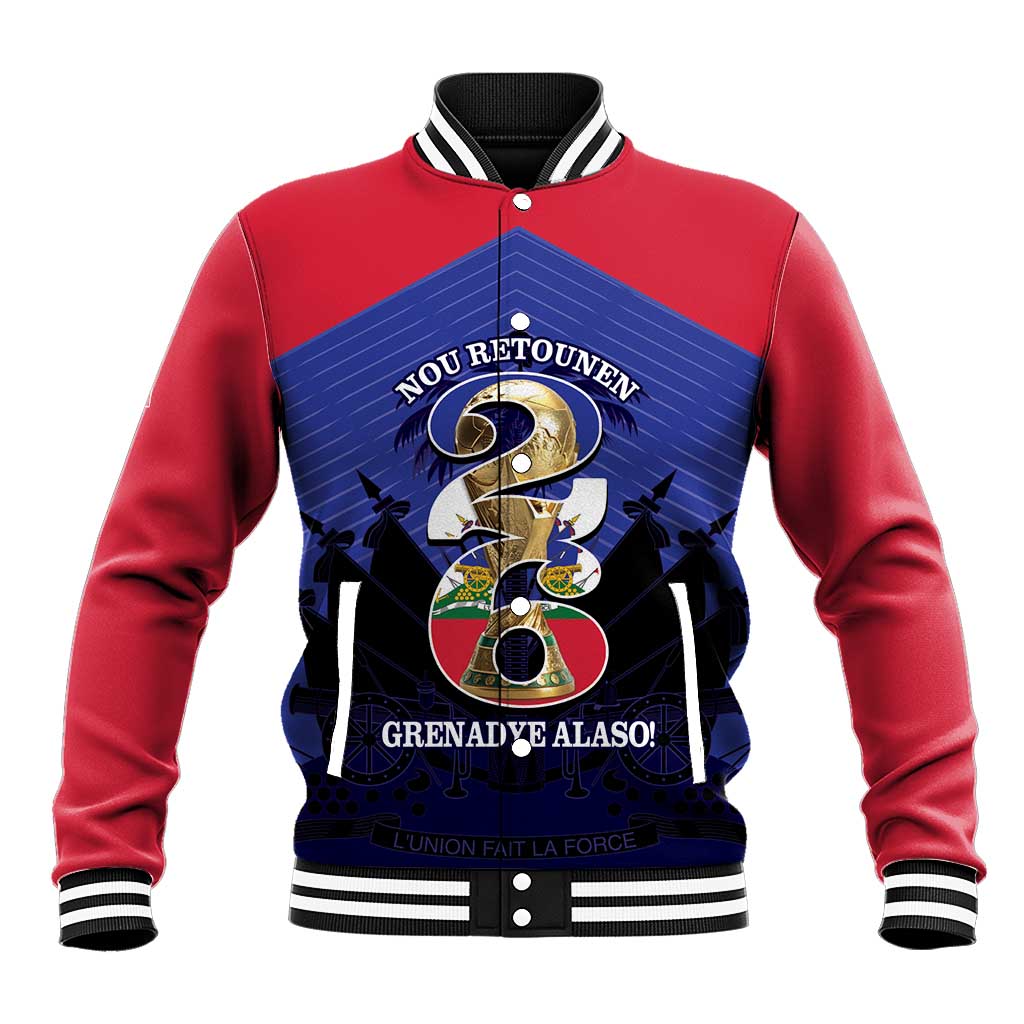 Personalized Les Grenadiers Haiti Football Baseball Jacket 2026 Nou Retounen Blue Version - African Pride
