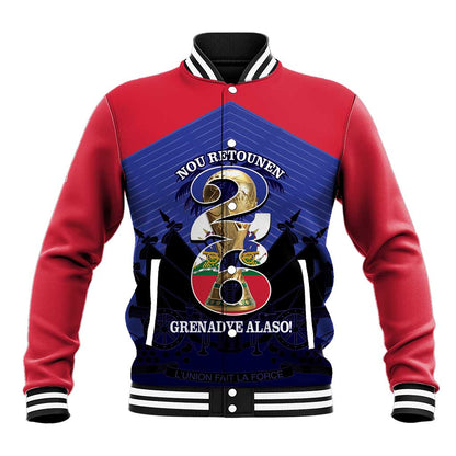 Personalized Les Grenadiers Haiti Football Baseball Jacket 2026 Nou Retounen Blue Version - African Pride
