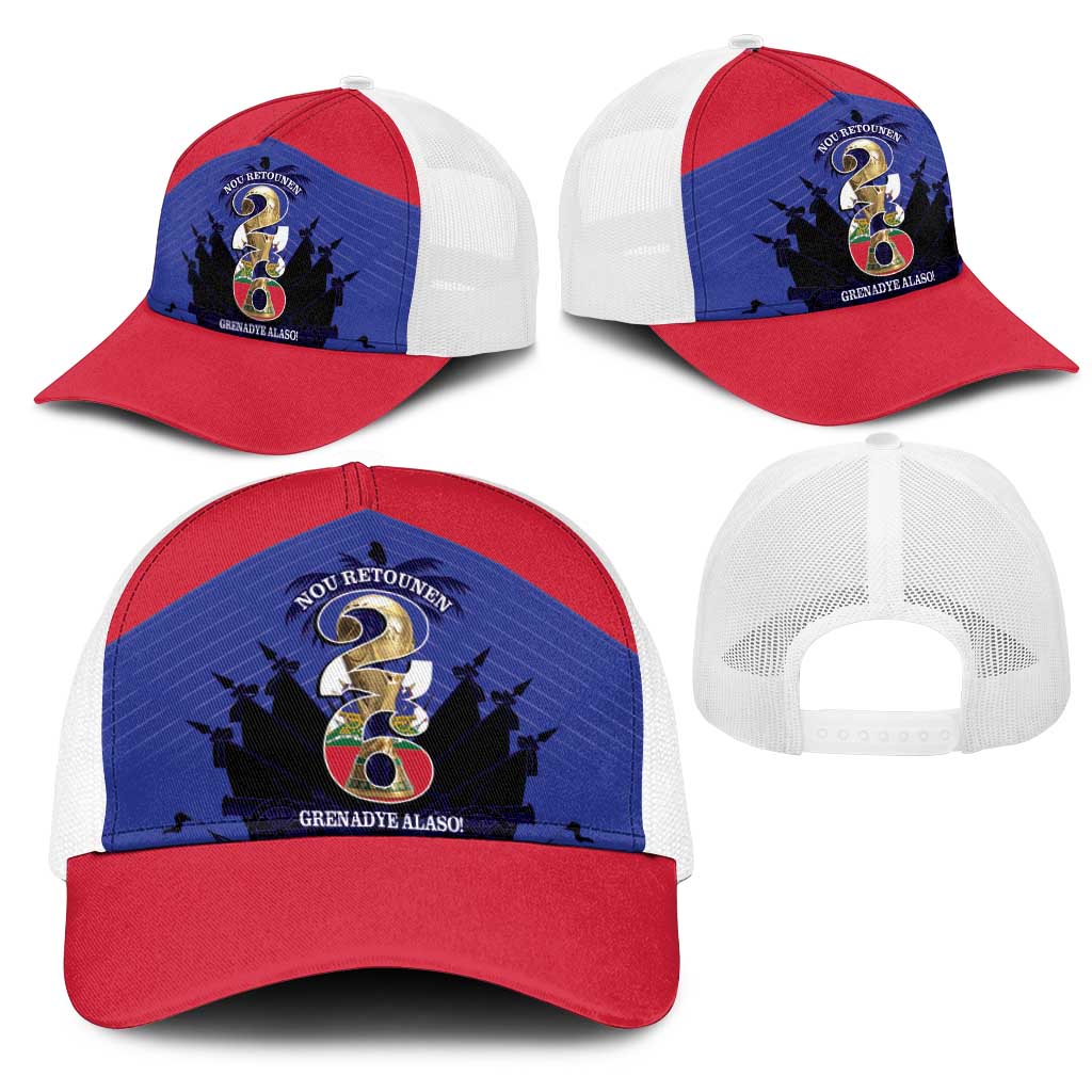 Les Grenadiers Haiti Football Baseball Net Cap 2026 Nou Retounen Blue Version - African Pride