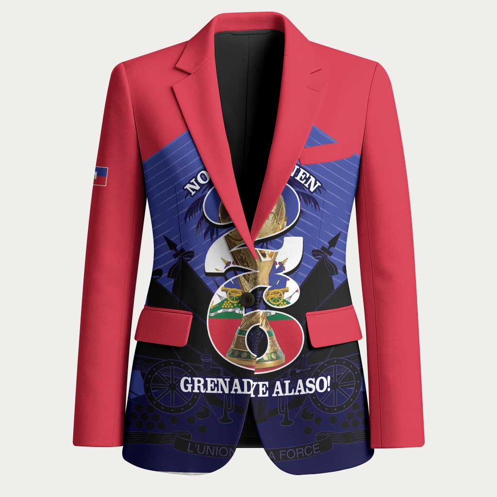 Personalized Les Grenadiers Haiti Football Blazer 2026 Nou Retounen Blue Version