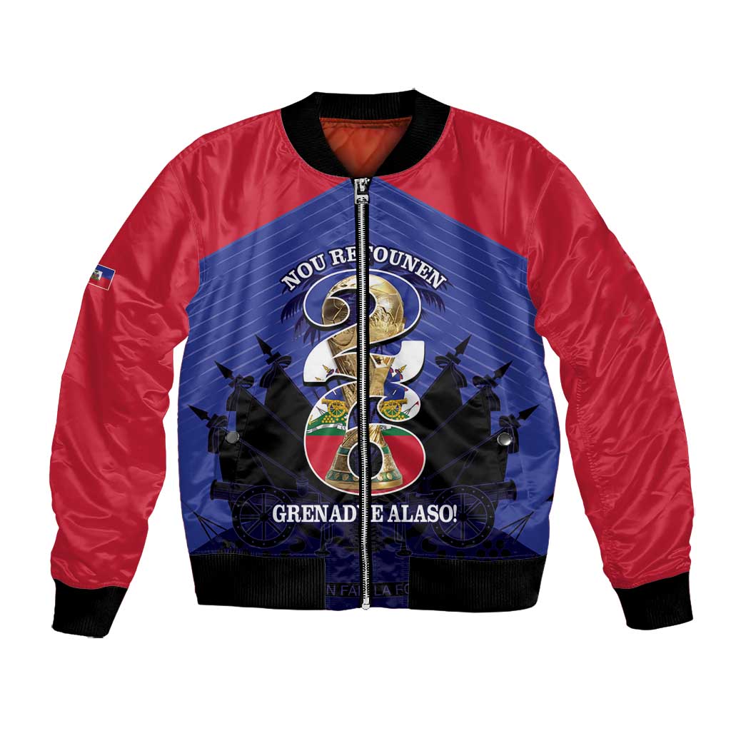 Personalized Les Grenadiers Haiti Football Bomber Jacket 2026 Nou Retounen Blue Version - African Pride